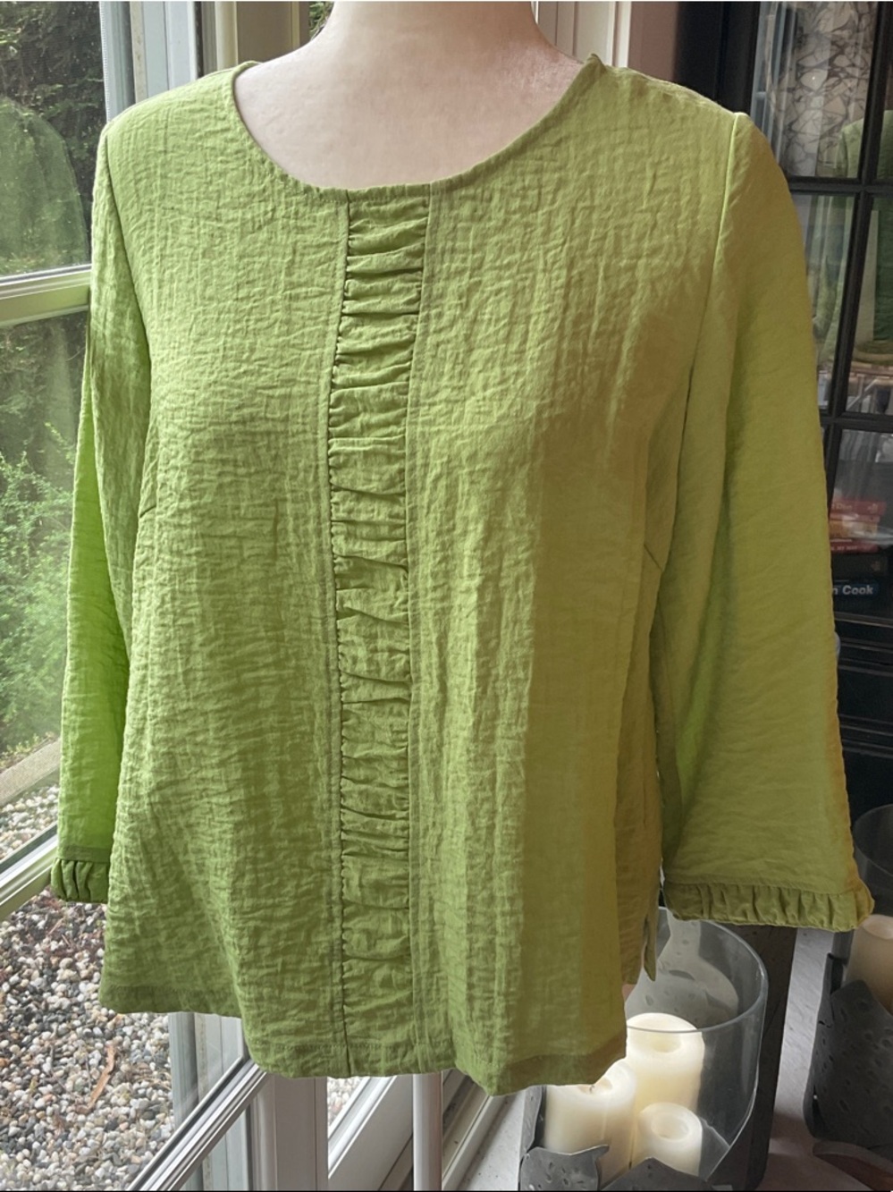 Habitat Lime Green Ruffle-Front Tunic Top